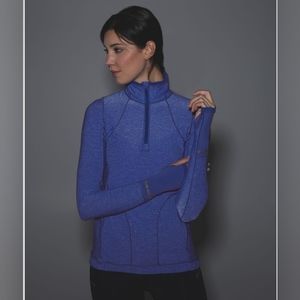 Lululemon women's pace pusher 1/2 zip heatherd harbor blue pullover size 8